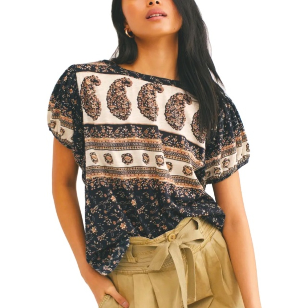 FREE PEOPLE Paisley Top NWT Size Small Blk